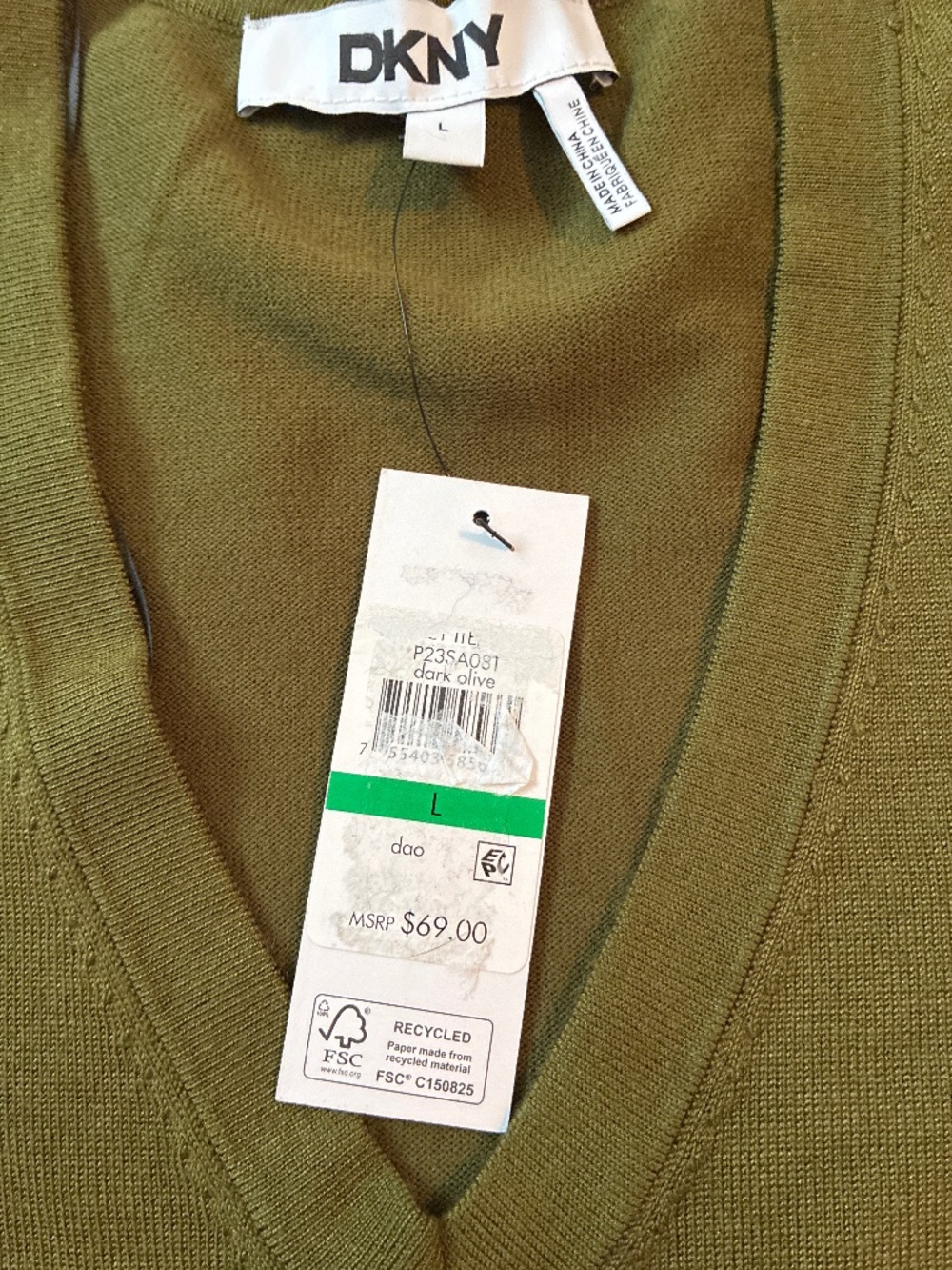 DKNY brand new olive green stretch